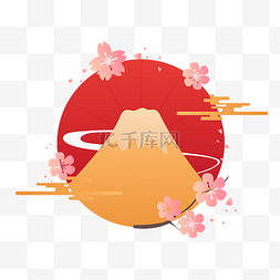 文化旅游封面图片_矢量手绘免扣日本樱花