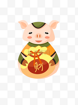 祝福猪图片_2019猪年扁平风手绘卡通祝福猪