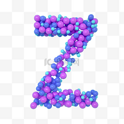 紫色气球海报图片_C4D气球立体字母Z元素
