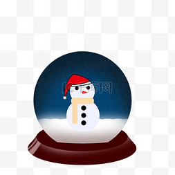 手绘圣诞节雪人水晶球插画