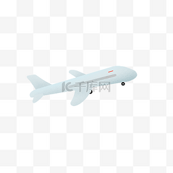 仿真飞机模型图片_淡蓝色飞机插画PNG图片