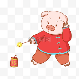 金猪猪年图片_金猪放鞭炮免抠PNG素材