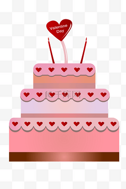 情人节红色的蛋糕插画