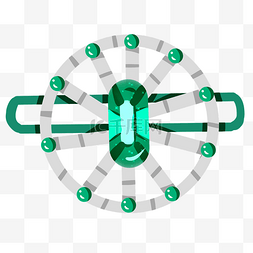 装饰圆弧图片_绿色宝石圆弧胸针元素