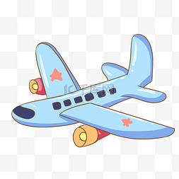 手绘飞机客机图片_手绘蓝色飞机插画
