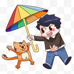 谷雨猫图片_谷雨人物打伞猫咪