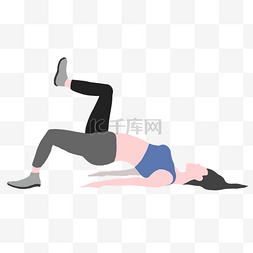 体力锻炼图片_美女教练平躺提腿锻炼