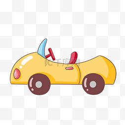 黄色车图片_卡通手绘黄色玩具汽车插画