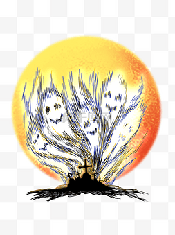 万灵异兽录图片_万圣节场景手绘卡通恐怖墓碑幽灵