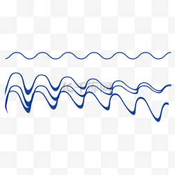 海浪波浪线条图片_蓝色手绘通用波浪线装饰