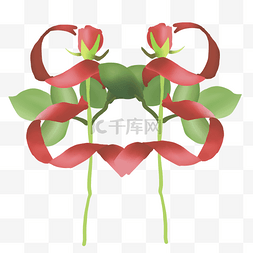 两朵红玫瑰图片_情人节玫瑰花插画