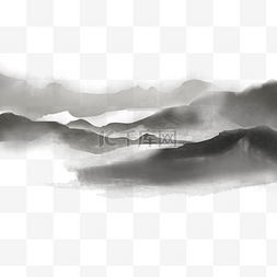 波浪山峰图片_黑白画波浪山峰元素