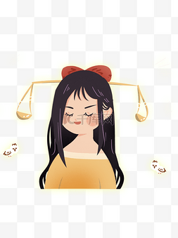 天枰座女孩卡通可爱天枰座少女天枰座符号十二星座天秤座波普风撞色
