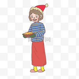 烘烤食物图片_圣诞节手绘烘烤食物女孩