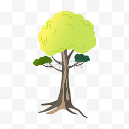 卡通一颗大树图片_手绘矢量绿色的大树