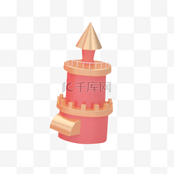 城堡蛋糕插画图片_粉色几何尖锐电商元素