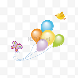 鸟装饰图图片_儿童节装饰彩色气球下载