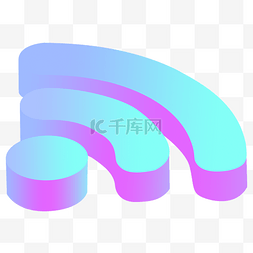 立体图标渐变图片_科技感渐变蓝紫色WIFI无线网立体