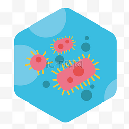 扁平的按钮图标图片_蓝色细菌病毒的图标