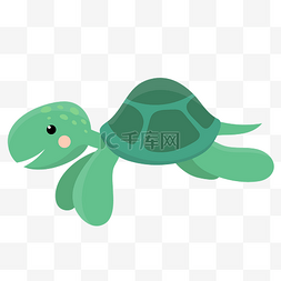 小乌龟可爱图片_卡通绿色乌龟矢量素材