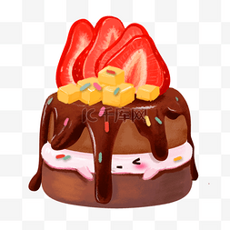 清新手绘芒果图片_草莓巧克力蛋糕