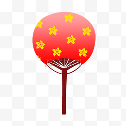 卡通中国风枫叶红色蒲扇