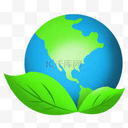 扁平化树叶图片_蓝色地球植物