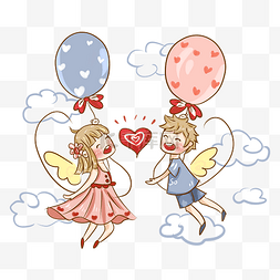 爱心气球图片_手绘厚涂创意气球情人节插画PNG