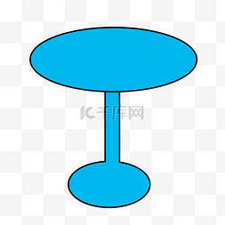 圆形饭桌图片_手绘蓝色桌子免抠图