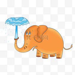 手绘喷泉图片_喷水的大象