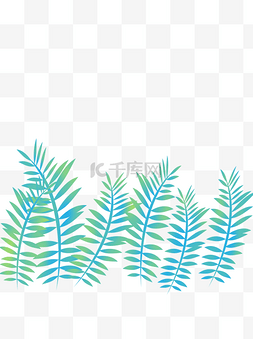 植物彩绘图案图片_蓝色花草元素设计