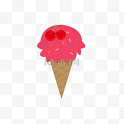 樱桃冰淇淋卡通图片_夏日美食草莓樱桃冰淇淋