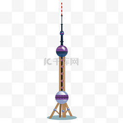 上海标志建筑图片_上海东方明珠插画