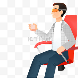 坐在吧椅上休息图片_灰色创意坐在椅子上的男生元素