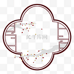 矢量窗户花边边框红梅枝头立