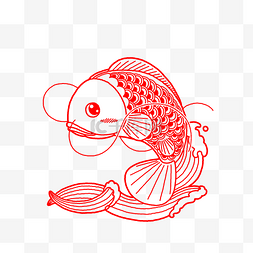 红色锦鲤剪纸插画