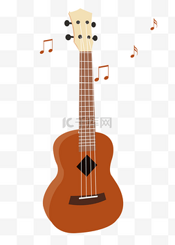 棕色的吉他图片_乐器尤克里里插画