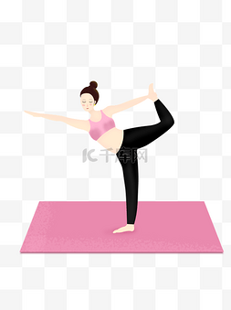 做运动插画图片_手绘做瑜伽运动的女生元素