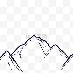 群山线条图片_手绘黑白线条山脉