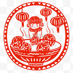 手绘窗花图片_窗花传统习俗手绘插画