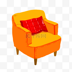 黄色的沙发手绘插画