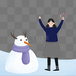 游戏美女图片_堆雪人的开心女孩人物