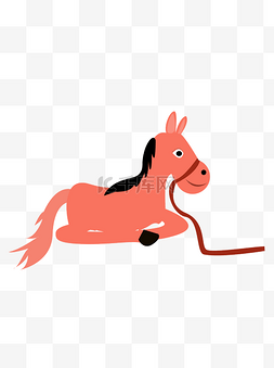 卡通动物趴着图片_卡通躺着地上的一匹马可商用元素