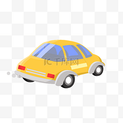 汽车尾气元素图片_手绘黄色小汽车插画