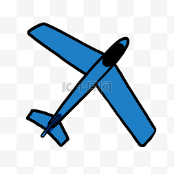 手绘彩色纸飞机图片_玩具蓝色飞机插画