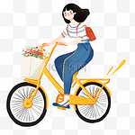 一个骑着自行车的女孩