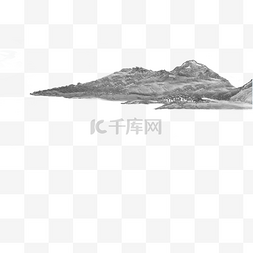 水墨山水风景图图片_卡通水墨山免抠图