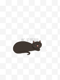慵懒的黑猫卡通设计