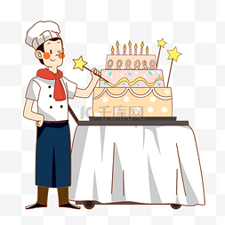 糕点师图片_手绘蛋糕师人物插画