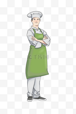 面点师人物图片_手绘围裙面点厨师插画